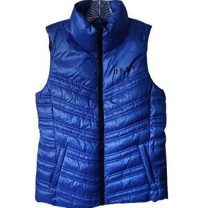 DKNY Sport Blue Quilted Puffer Bodywarmer Vest Size Small